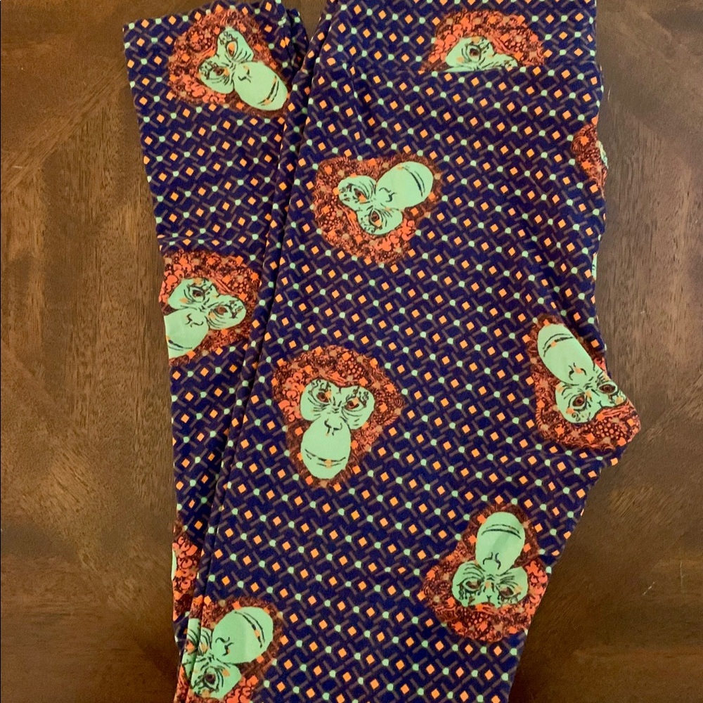 Lularoe os leggings monkeys new purple green